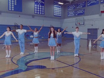 Movie still from “Olivia Rodrigo - good 4 u” (2021), directed by Petra Collins – Wide shot, Low angle