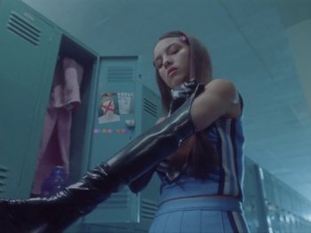 Movie still from “Olivia Rodrigo - good 4 u” (2021), directed by Petra Collins – Medium shot, Low angle