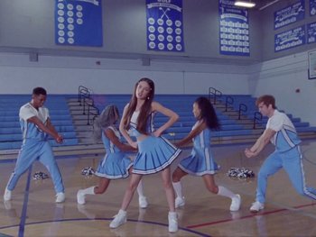 Movie still from “Olivia Rodrigo - good 4 u” (2021), directed by Petra Collins – Wide shot, Low angle