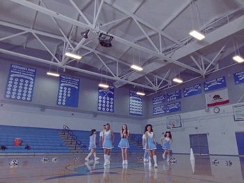 Movie still from “Olivia Rodrigo - good 4 u” (2021), directed by Petra Collins – Extreme Wide shot, Low angle