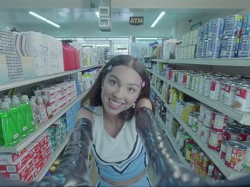 Movie still from “Olivia Rodrigo - good 4 u” (2021), directed by Petra Collins – Medium shot, Overhead angle