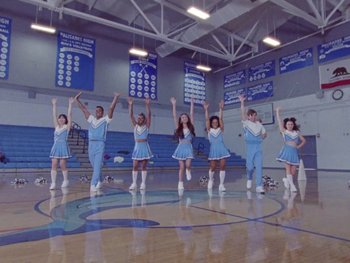 Movie still from “Olivia Rodrigo - good 4 u” (2021), directed by Petra Collins – Extreme Wide shot, Low angle