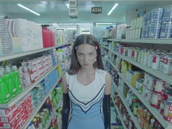 Movie still from “Olivia Rodrigo - good 4 u” (2021), directed by Petra Collins – Medium shot, Low angle