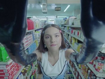 Movie still from “Olivia Rodrigo - good 4 u” (2021), directed by Petra Collins – Medium shot, Low angle
