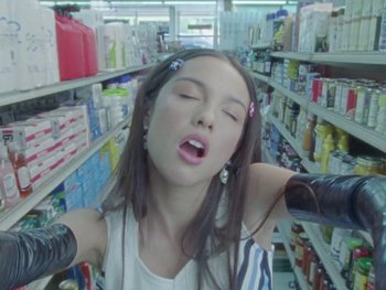 Movie still from “Olivia Rodrigo - good 4 u” (2021), directed by Petra Collins – Close Up shot, Low angle