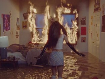 Movie still from “Olivia Rodrigo - good 4 u” (2021), directed by Petra Collins – Wide shot, High angle