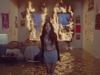 Movie still from “Olivia Rodrigo - good 4 u” (2021), directed by Petra Collins – Wide shot, High angle