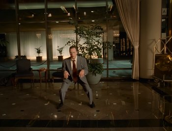 Movie still from “Fatboy Slim - Weapon Of Choice” (2021), directed by Spike Jonze – Wide shot, High angle