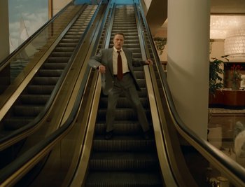 Movie still from “Fatboy Slim - Weapon Of Choice” (2021), directed by Spike Jonze – Wide shot, Low angle