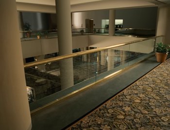 Movie still from “Fatboy Slim - Weapon Of Choice” (2021), directed by Spike Jonze – Extreme Wide shot, High angle