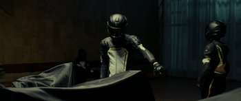Movie still from “Royal Blood - Limbo” (2021), directed by João Retorta – Medium shot, Low angle