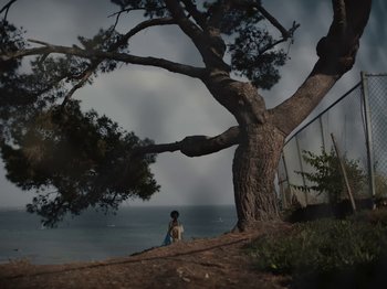 Movie still from “Sam Dew - NTWFL” (2020), directed by Young Replicant – Extreme Wide shot, Low angle