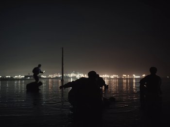 Movie still from “Sam Dew - NTWFL” (2020), directed by Young Replicant – Extreme Wide shot, Low angle