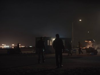 Movie still from “Sam Dew - NTWFL” (2020), directed by Young Replicant – Extreme Wide shot, Low angle