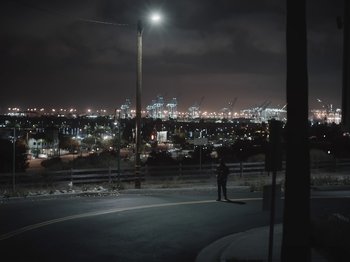 Movie still from “Sam Dew - NTWFL” (2020), directed by Young Replicant – Extreme Wide shot, Low angle