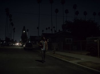 Movie still from “Sam Dew - NTWFL” (2020), directed by Young Replicant – Extreme Wide shot, Low angle