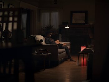 Movie still from “Sam Dew - NTWFL” (2020), directed by Young Replicant – Wide shot, Low angle