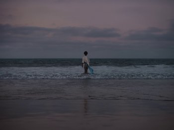 Movie still from “Sam Dew - NTWFL” (2020), directed by Young Replicant – Extreme Wide shot, Low angle