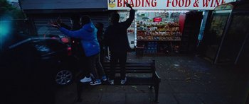 Movie still from “Ghetts feat. Skepta - IC3” (2020), directed by Hector Dockrill – Wide shot, Low angle