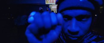 Movie still from “Ghetts feat. Skepta - IC3” (2020), directed by Hector Dockrill – Extreme Close Up shot, Low angle