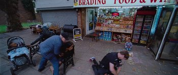 Movie still from “Ghetts feat. Skepta - IC3” (2020), directed by Hector Dockrill – Wide shot, High angle