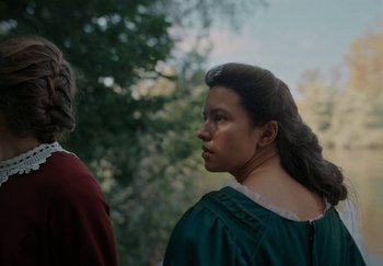 Movie still from “Katarzia - Even Water Burns” (2020), directed by Jay Walker – Close Up shot, Over the shoulder angle