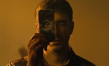 Movie still from “HUSKY - Never-Ever” (2020), directed by Evgenii Bakirov – Extreme Close Up shot, Overhead angle