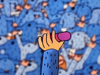 Movie still from “Idles - Model Village” (2020), directed by Olivier Gondry – Extreme Close Up shot, Overhead angle