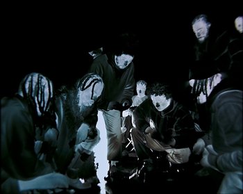 Movie still from “Flatbush ZOMBiES - Afterlife” (2020), directed by Arnaud Bresson – Medium shot, High angle
