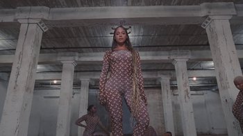 Movie still from “Beyoncé (Trailer) - Black Is King” (2020), directed by Jenn Nkiru – Wide shot, Low angle