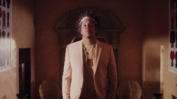 Movie still from “Beyoncé (Trailer) - Black Is King” (2020), directed by Jenn Nkiru – Medium shot, Low angle