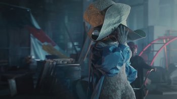 Movie still from “Beyoncé (Trailer) - Black Is King” (2020), directed by Jenn Nkiru – Medium shot, Low angle