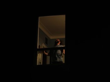 Movie still from “Owen Pallett - A Bloody Morning” (2020), directed by Vincent René-Lortie – Wide shot, Low angle