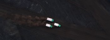 Movie still from “Woodkid - Goliath” (2020), directed by Yoann Lemoine – Extreme Wide shot, Overhead angle