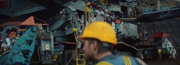 Movie still from “Woodkid - Goliath” (2020), directed by Yoann Lemoine – Extreme Wide shot, Low angle