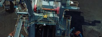 Movie still from “Woodkid - Goliath” (2020), directed by Yoann Lemoine – Extreme Wide shot, Overhead angle