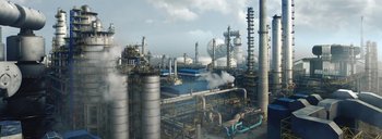 Movie still from “Woodkid - Goliath” (2020), directed by Yoann Lemoine – Extreme Wide shot, Low angle