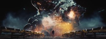 Movie still from “Woodkid - Goliath” (2020), directed by Yoann Lemoine – Extreme Wide shot, High angle