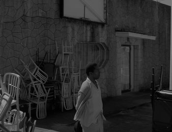 Movie still from “Leonard Cohen - The Hills” (2020), directed by Vincent Haycock – Wide shot, Low angle