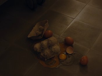 Movie still from “Anna Andreu - Torrent Sanguini” (2020), directed by Carles Pons Altimira – Extreme Close Up shot, Overhead angle