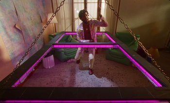 Movie still from “Dune & Crayon feat. Ichon - Pointless” (2020), directed by Alice Kong – Wide shot, Low angle