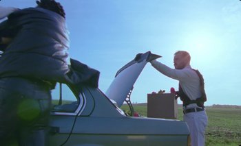 Movie still from “Dune & Crayon feat. Ichon - Pointless” (2020), directed by Alice Kong – Medium shot, Low angle