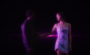 Movie still from “Dune & Crayon feat. Ichon - Pointless” (2020), directed by Alice Kong – Medium shot, Low angle