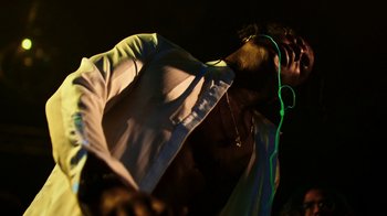 Movie still from “Brodinski - Master Section” (2020), directed by Matilda Finn – Extreme Close Up shot, Low angle