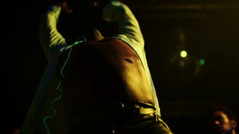 Movie still from “Brodinski - Master Section” (2020), directed by Matilda Finn – Extreme Close Up shot, Overhead angle