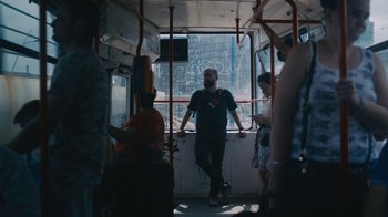 Movie still from “Depeche Mode (Trailer) - Spirits in the Forest” (2019), directed by Pasqual Gutierrez – Wide shot, Low angle