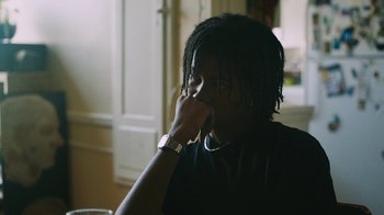 Movie still from “Depeche Mode (Trailer) - Spirits in the Forest” (2019), directed by Pasqual Gutierrez – Close Up shot, Over the shoulder angle