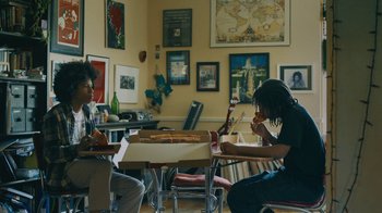 Movie still from “Depeche Mode (Trailer) - Spirits in the Forest” (2019), directed by Pasqual Gutierrez – Wide shot, Over the shoulder angle