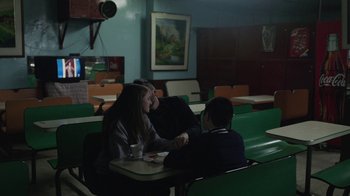 Movie still from “Depeche Mode (Trailer) - Spirits in the Forest” (2019), directed by Pasqual Gutierrez – Medium shot, Over the shoulder angle