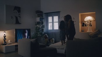 Movie still from “Depeche Mode (Trailer) - Spirits in the Forest” (2019), directed by Pasqual Gutierrez – Wide shot, Over the shoulder angle